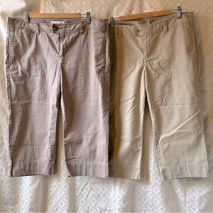 Lot of 2 pair - Gap Favorite Khaki Capris size 14 (tan and brown)